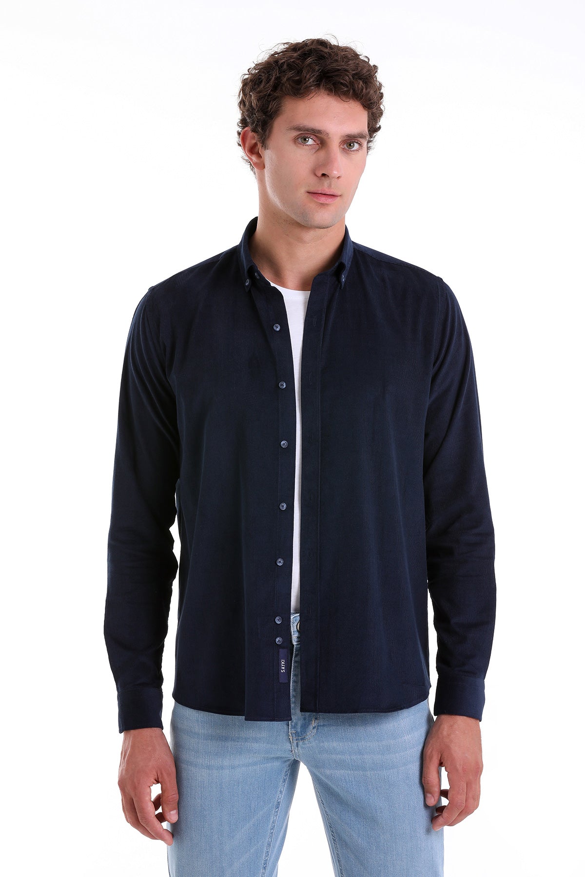 Comfort Fit 100% Cotton Navy Casual Shirt - SAYKI