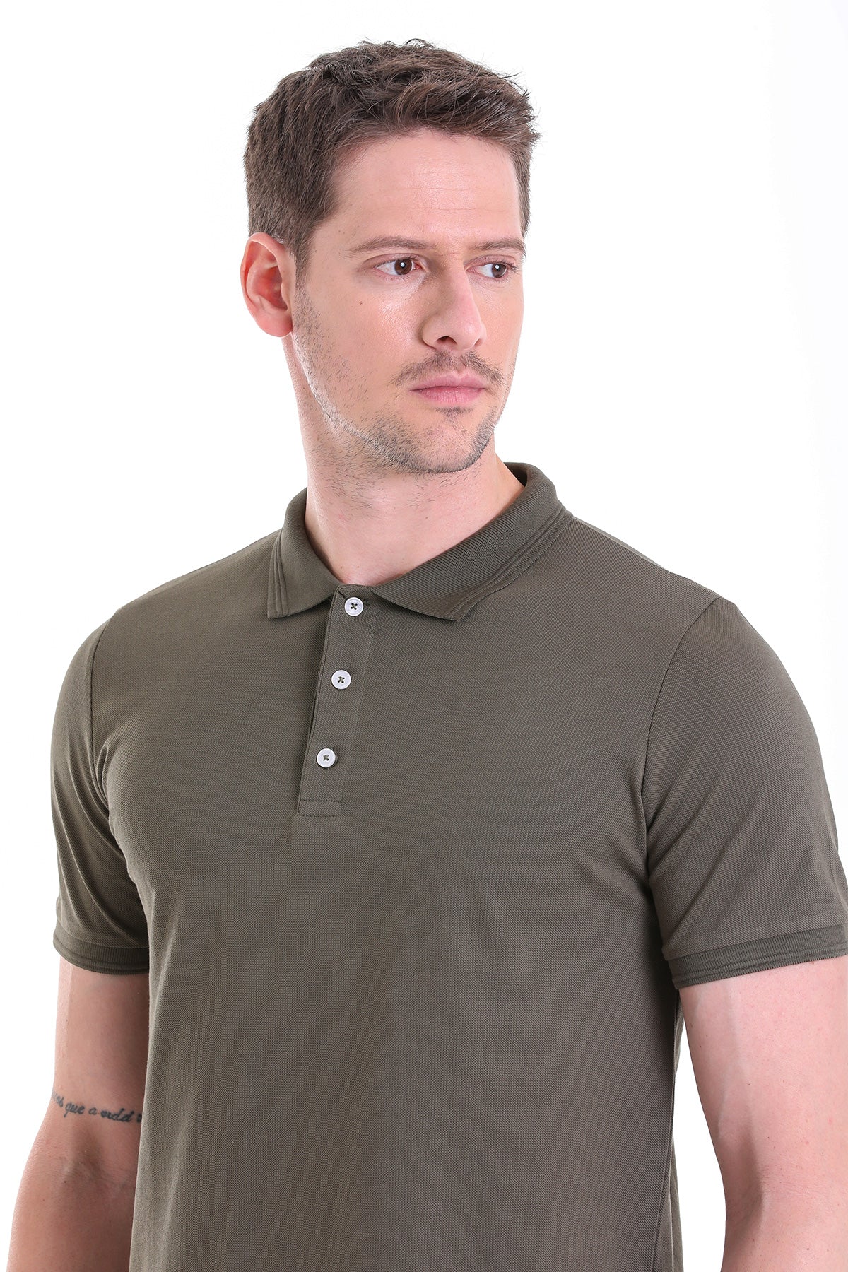 Comfort Fit Basic Plain 100% Cotton Khaki Polo T-Shirt