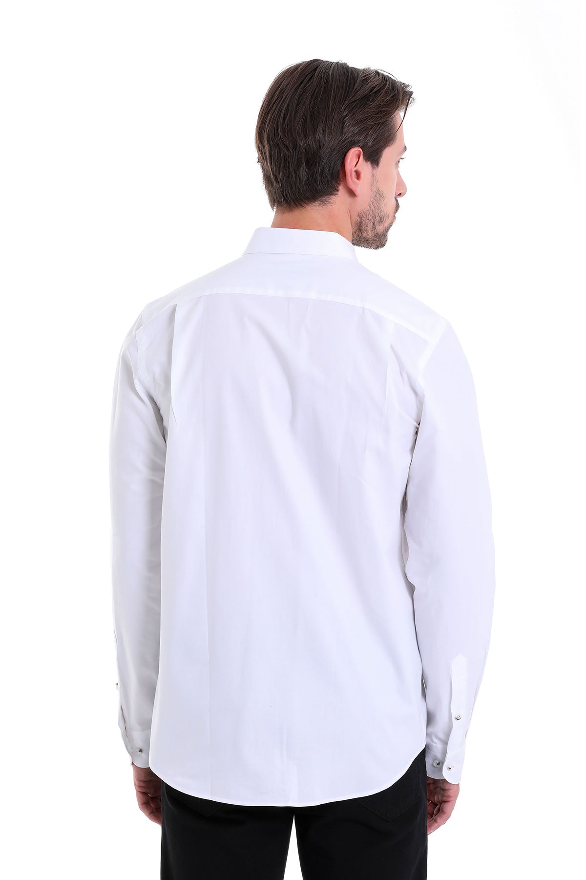 Comfort Fit Button-Down Cotton White Casual Shirt - SAYKI