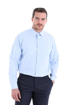 Comfort Fit Classic Collar Light Blue Dress Shirt - SAYKI