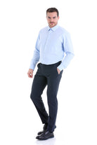 Comfort Fit Classic Collar Light Blue Dress Shirt - SAYKI