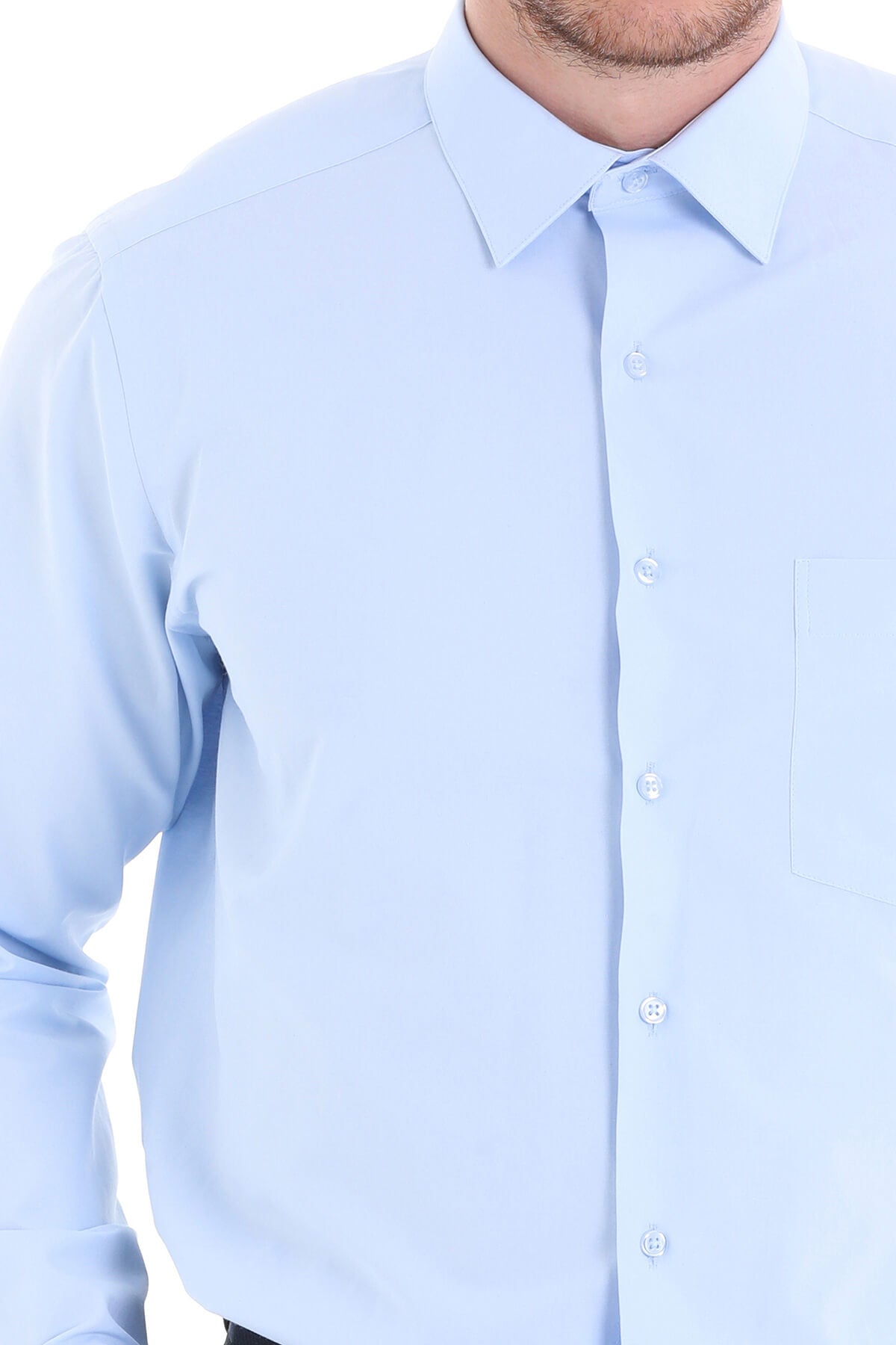 Comfort Fit Classic Collar Light Blue Dress Shirt - SAYKI