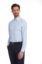 Comfort Fit Cotton Blend Light Blue Dress Shirt - SAYKI
