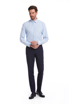 Comfort Fit Cotton Blend Light Blue Dress Shirt - SAYKI