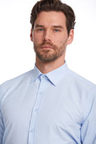 Comfort Fit Cotton Blend Light Blue Dress Shirt - SAYKI