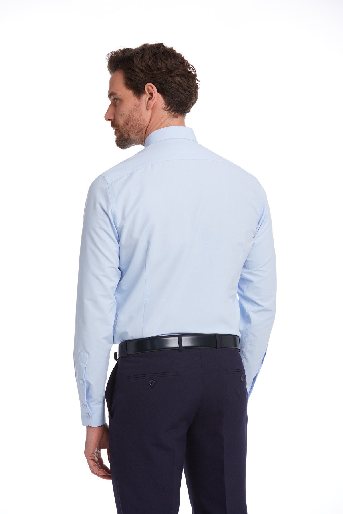 Comfort Fit Cotton Blend Light Blue Dress Shirt - SAYKI