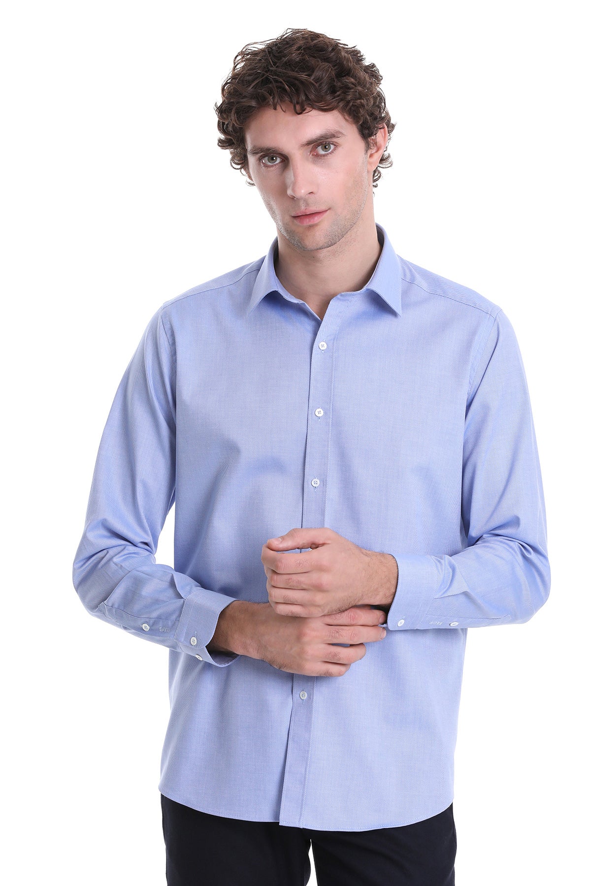 Comfort Fit Cotton Dark Blue Casual Shirt - SAYKI