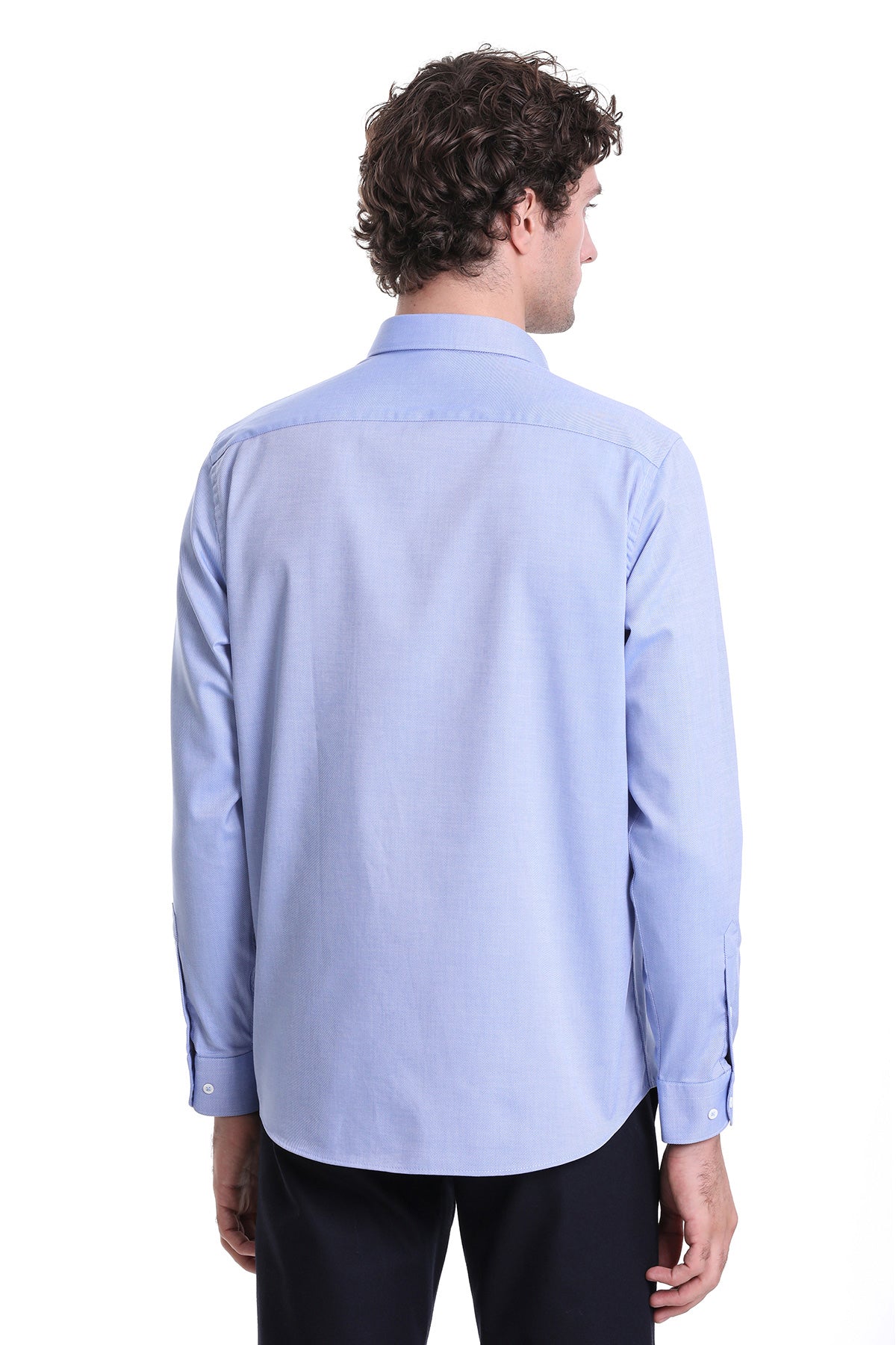 Comfort Fit Cotton Dark Blue Casual Shirt - SAYKI