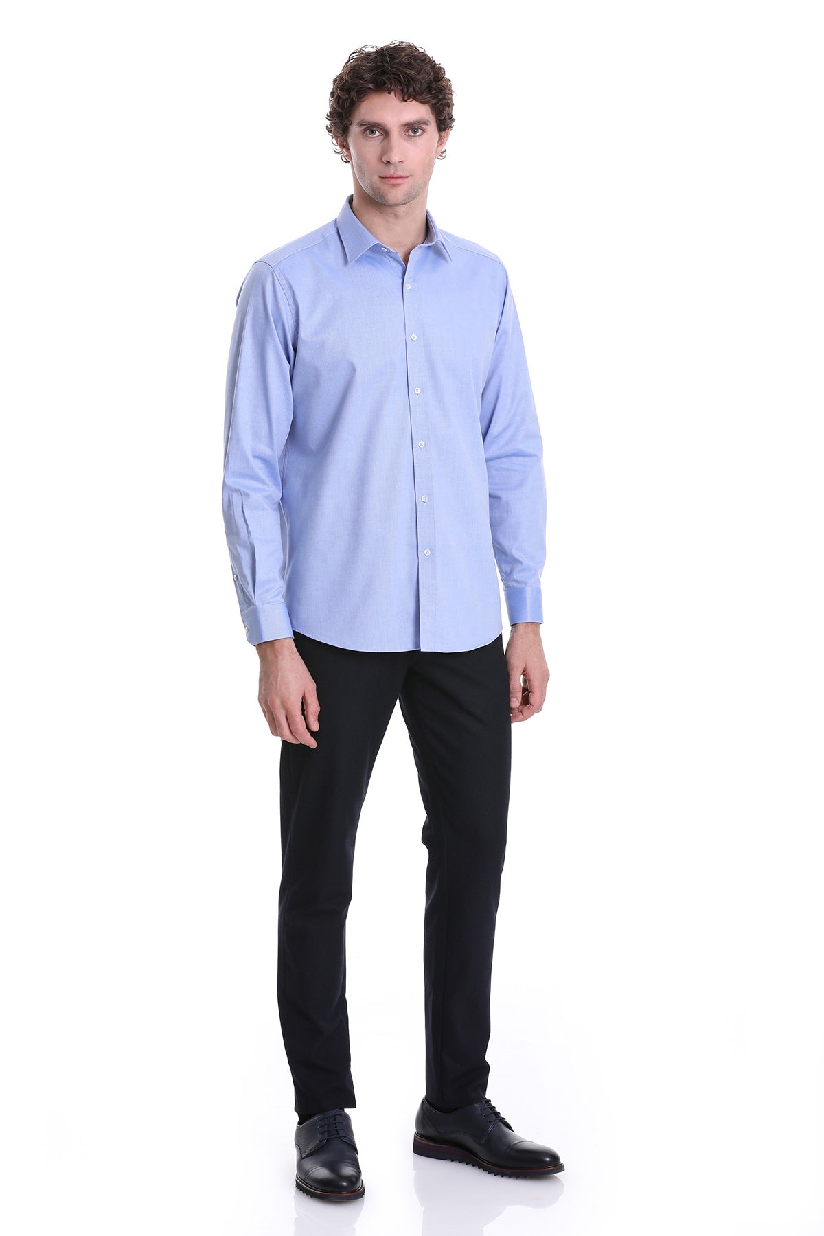 Comfort Fit Cotton Dark Blue Casual Shirt - SAYKI