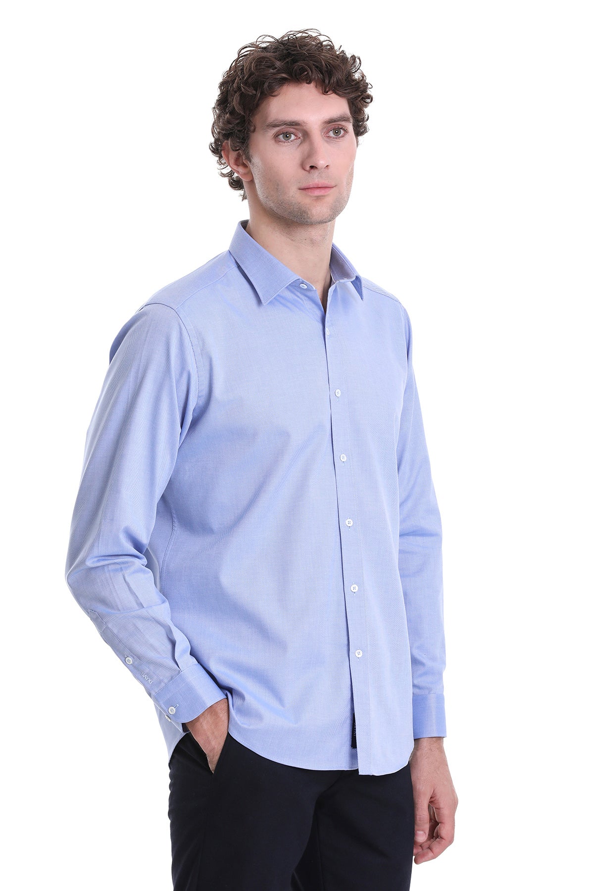 Comfort Fit Cotton Dark Blue Casual Shirt - SAYKI