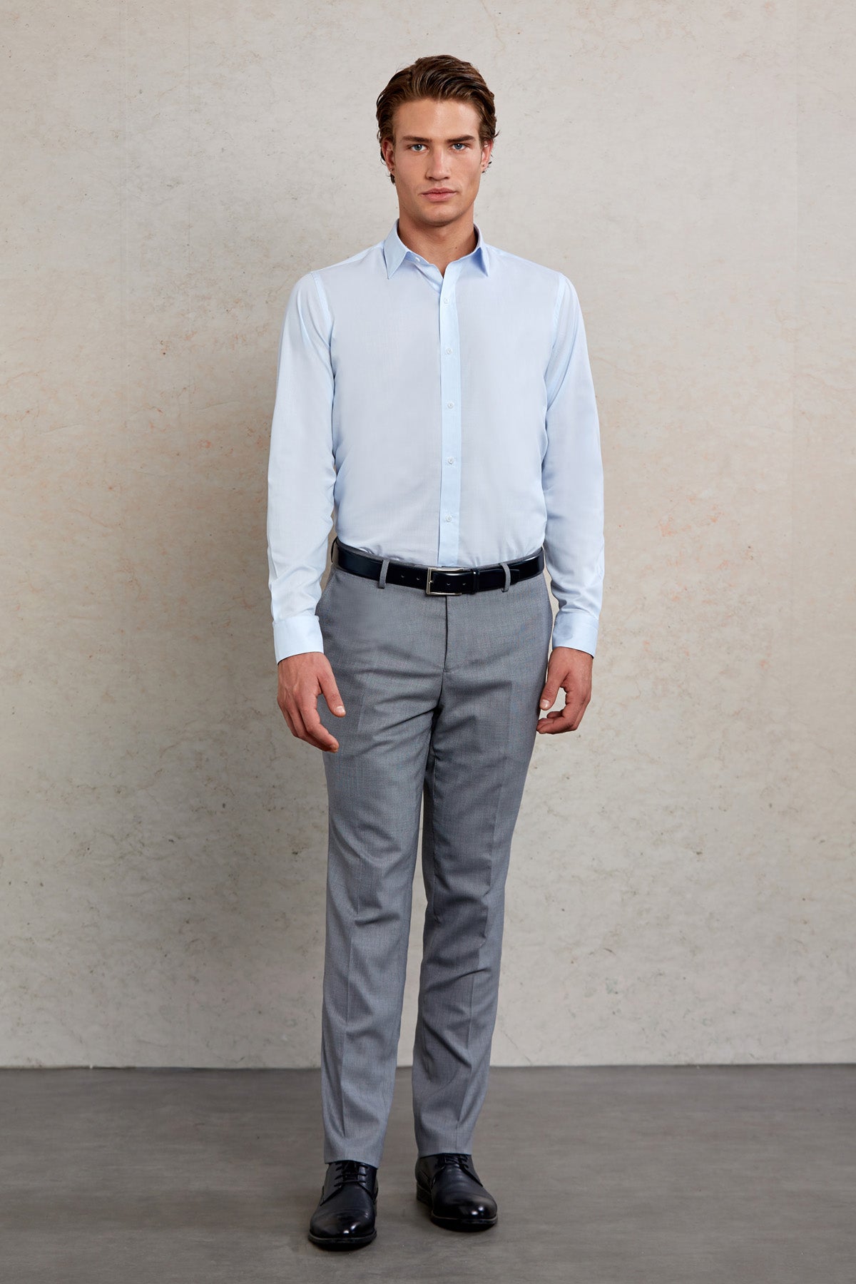 Comfort Fit Cotton Light Blue Casual Shirt - SAYKI