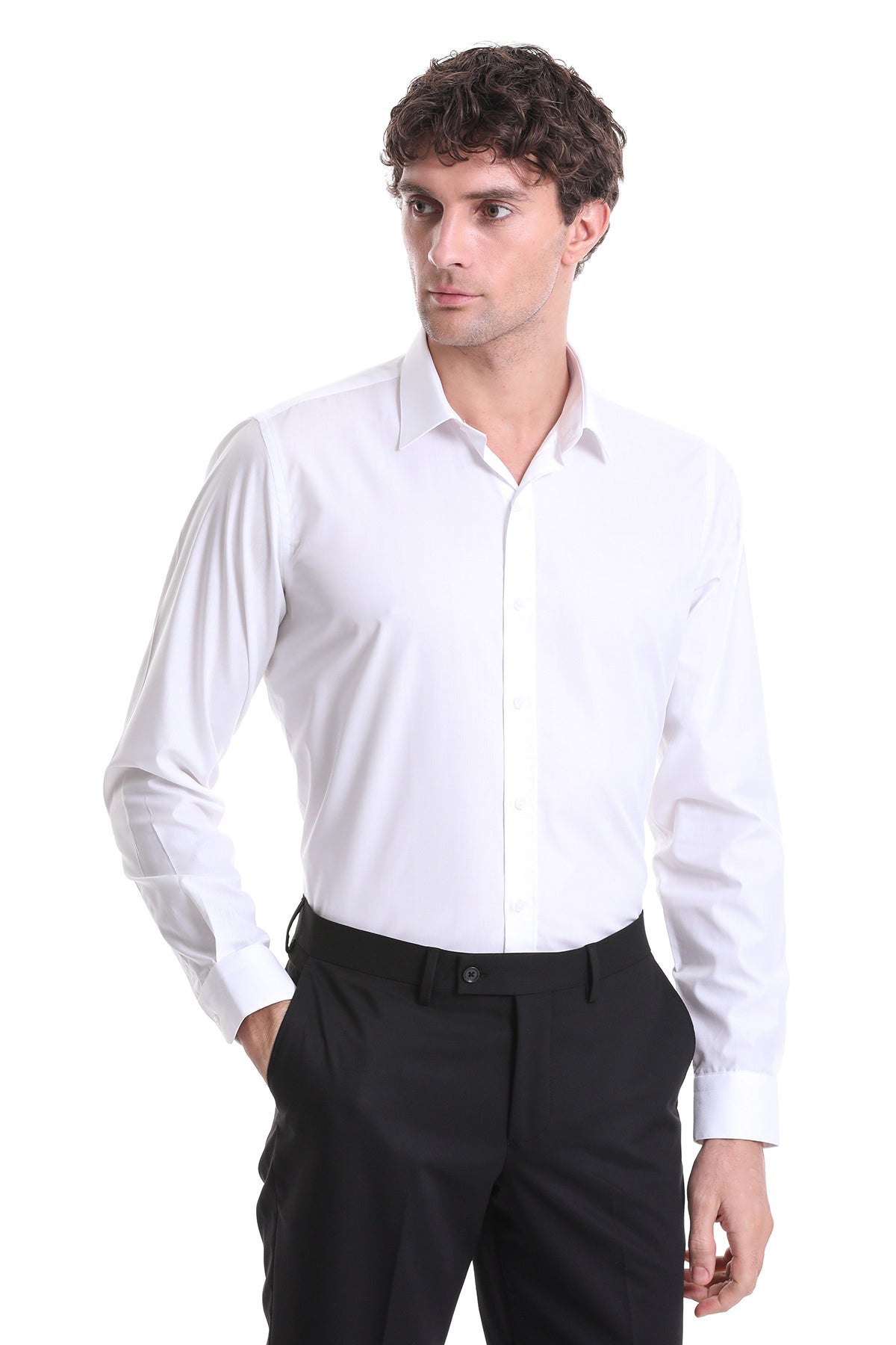 Comfort Fit Cotton White Casual Shirt - SAYKI