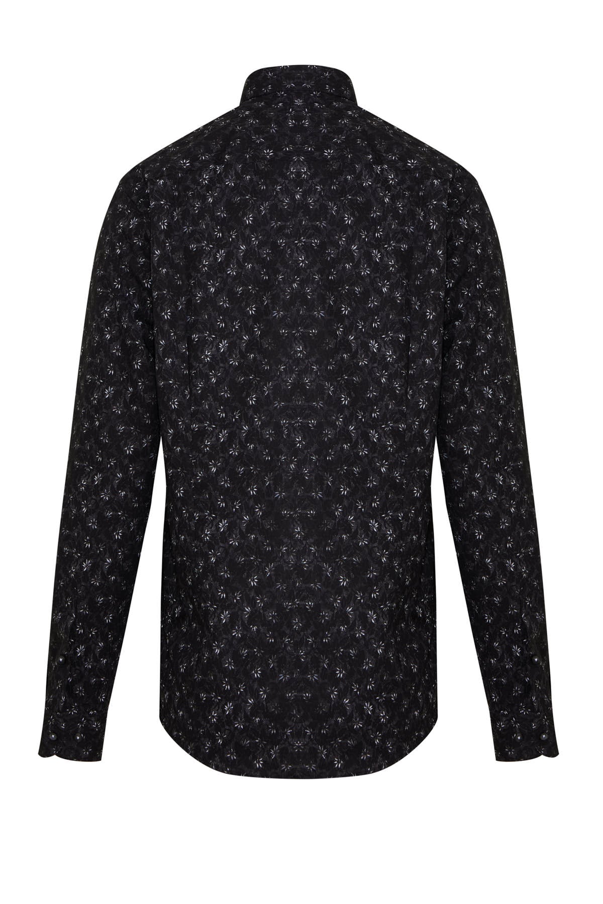Comfort Fit Floral Printed Cotton Black Casual Shirt - SAYKI