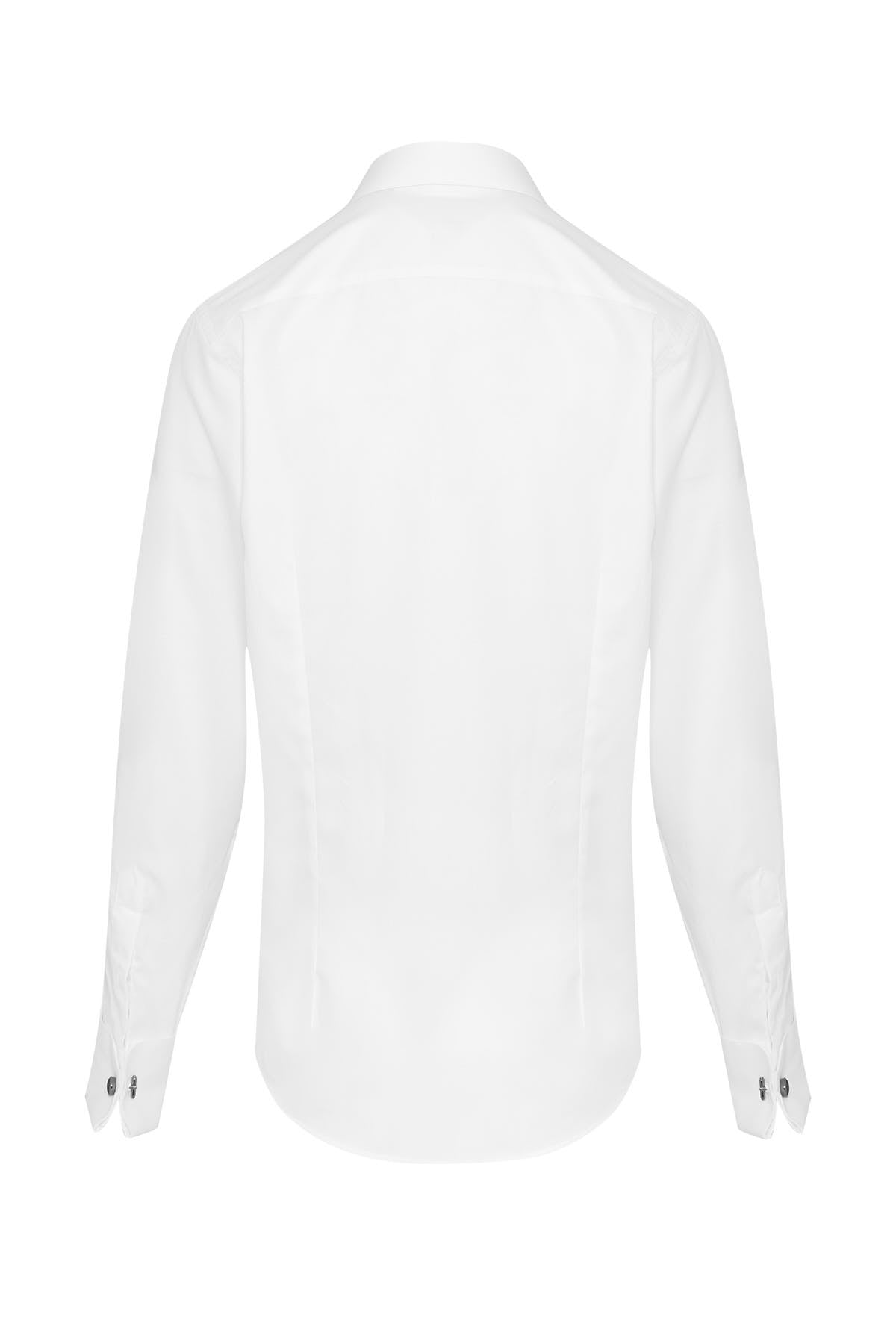 Comfort Fit French Cuff Cotton White Dress Shirt - SAYKI