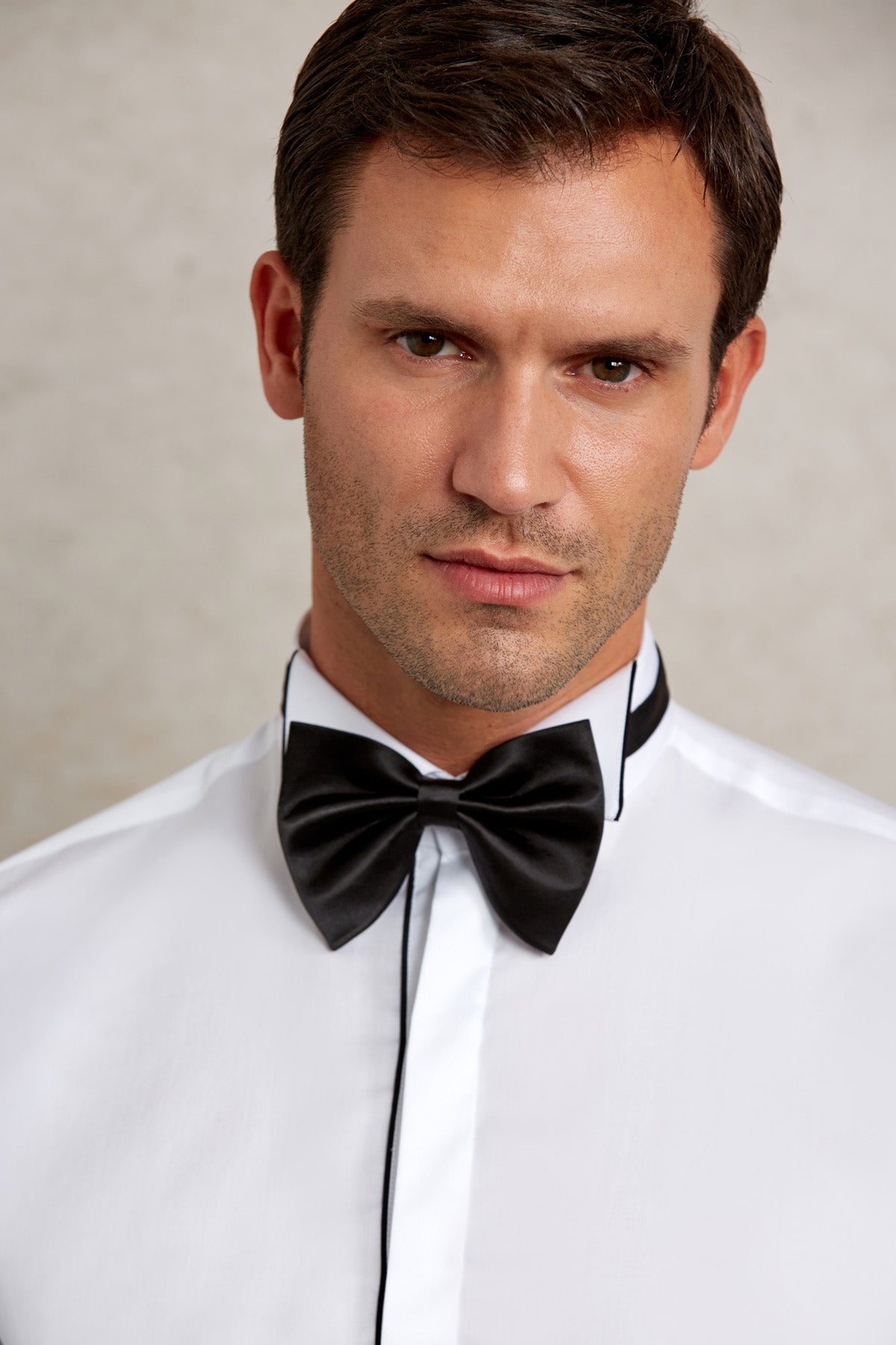 Comfort Fit French Cuff Cotton White Tuxedo Shirt - SAYKI