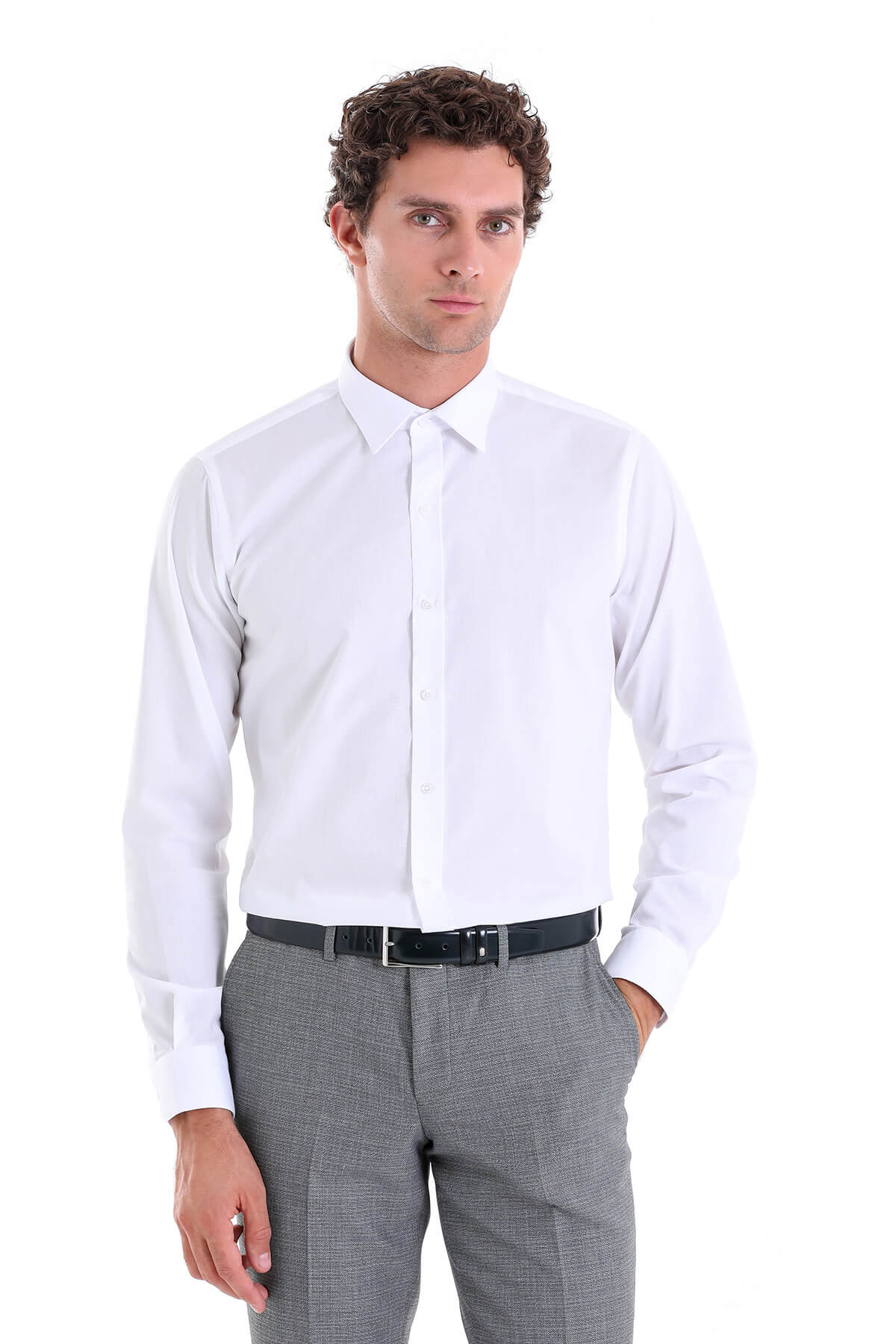Comfort Fit Long Sleeve 100% Cotton White Casual Shirt