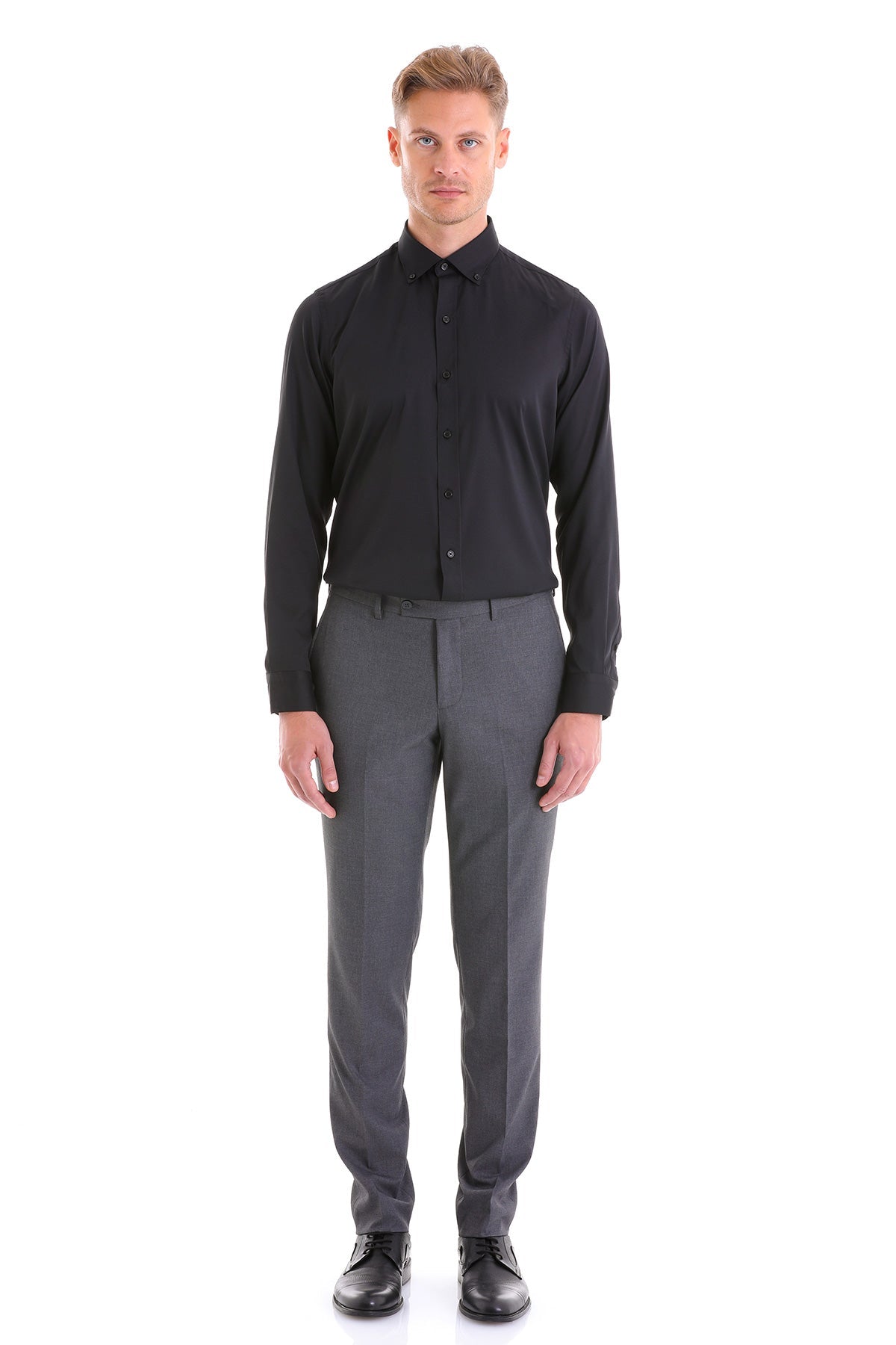 Comfort Fit Long Sleeve Black Casual Shirt - SAYKI