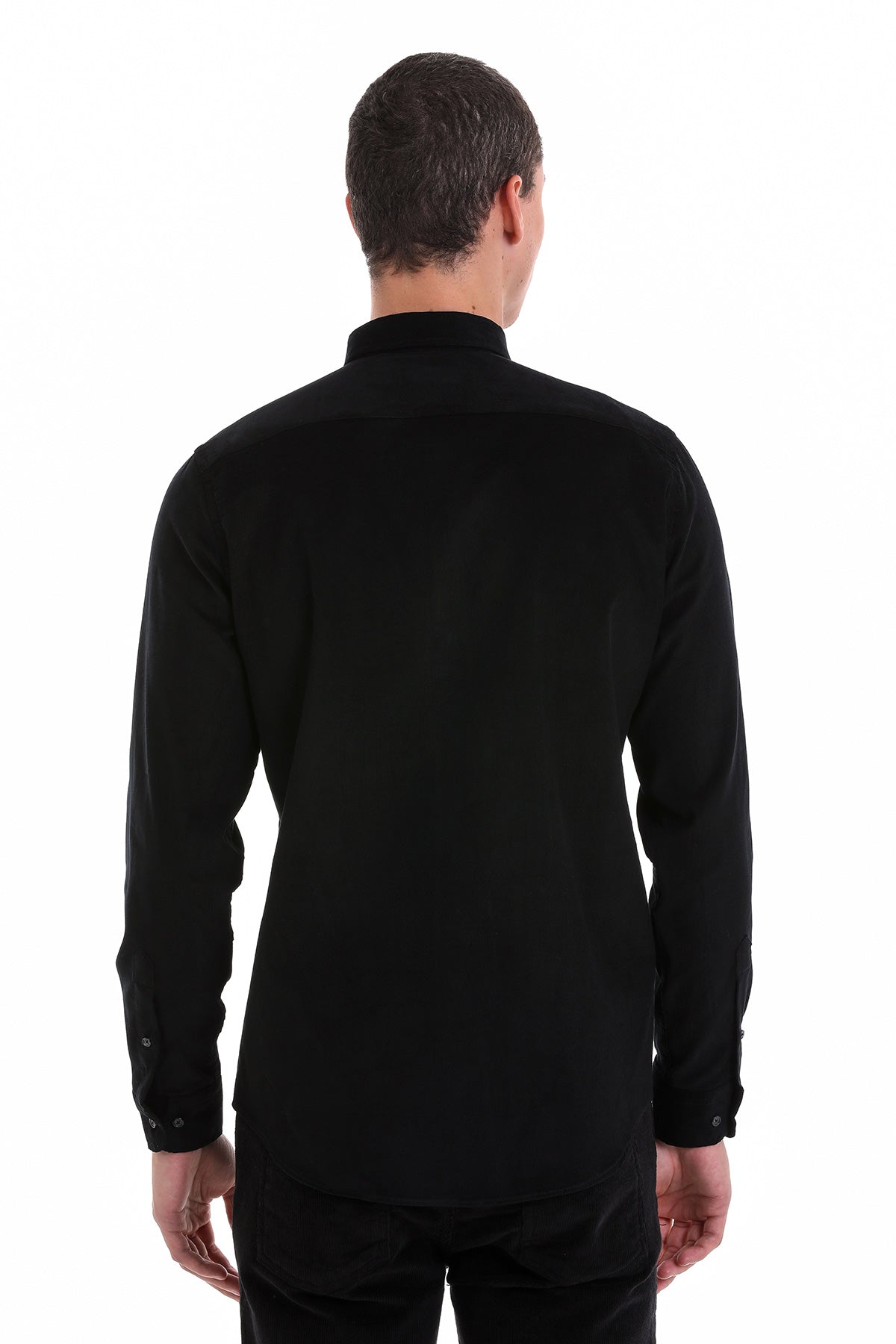 Comfort Fit Long Sleeve Cotton Black Casual Shirt - SAYKI