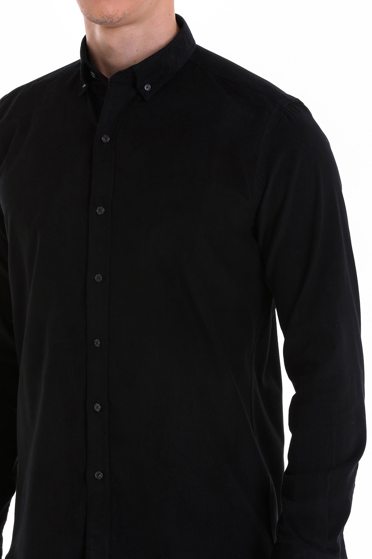 Comfort Fit Long Sleeve Cotton Black Casual Shirt - SAYKI