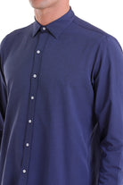 Comfort Fit Long Sleeve Cotton Blend Navy Dress Shirt