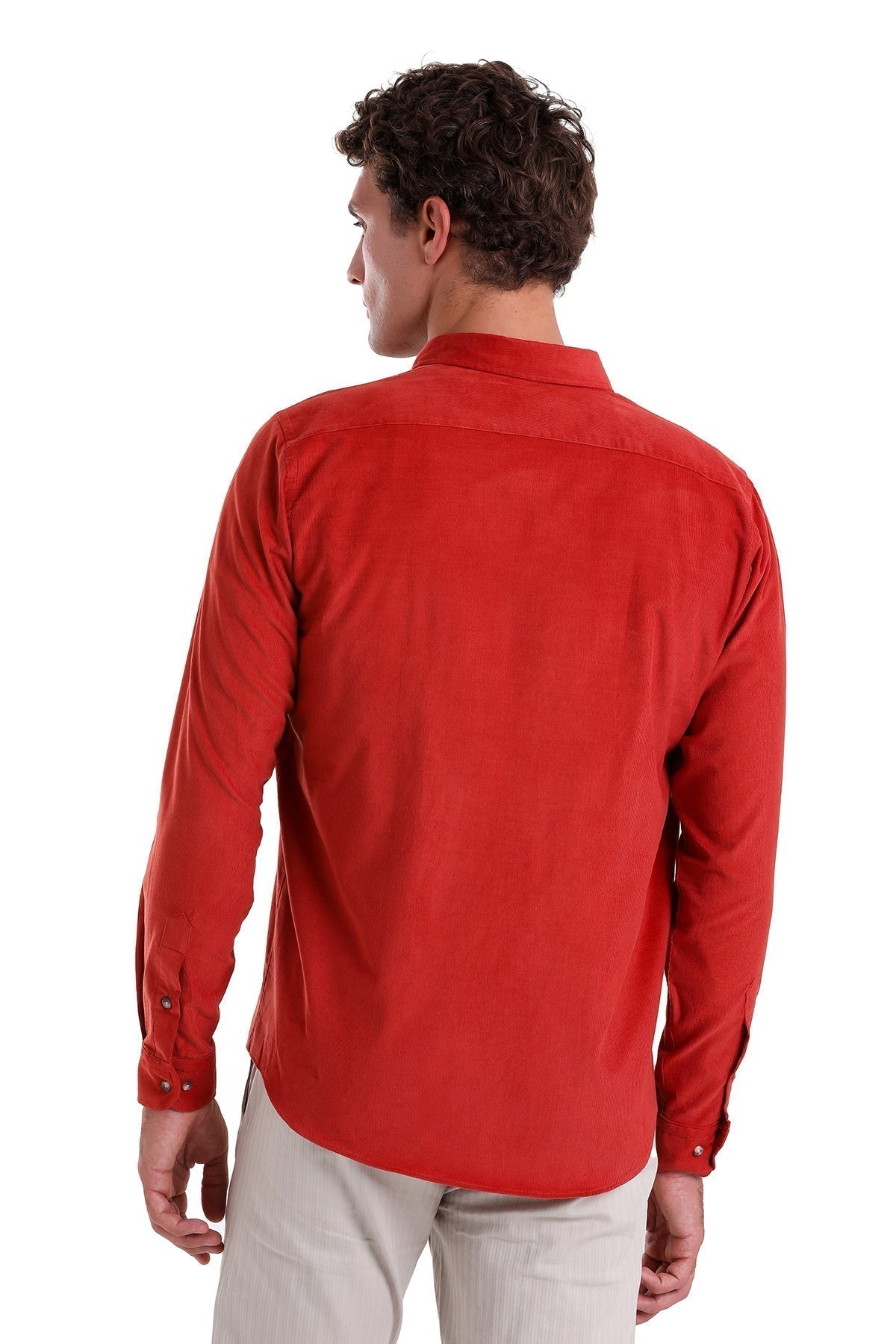 Comfort Fit Long Sleeve Cotton Brick Casual Shirt - SAYKI