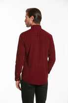 Comfort Fit Long Sleeve Cotton Burgundy Dress Shirt - SAYKI