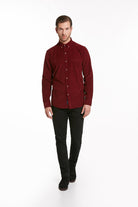 Comfort Fit Long Sleeve Cotton Burgundy Dress Shirt - SAYKI