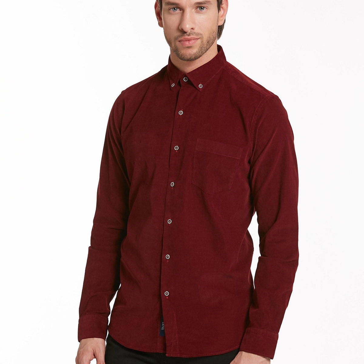 Men's Comfort Fit Burgundy 100% Cotton Dress Shirt