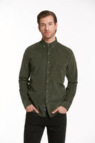 Comfort Fit Long Sleeve Cotton Khaki Dress Shirt - SAYKI