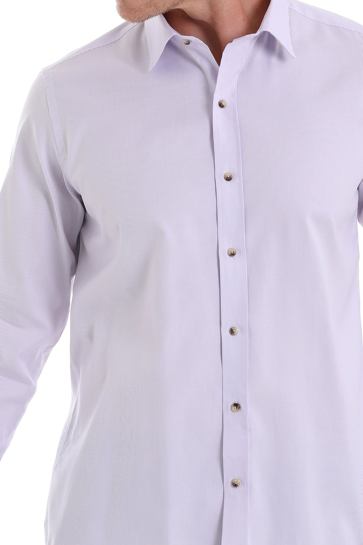 Comfort Fit Long Sleeve Cotton Lilac Casual Shirt - SAYKI