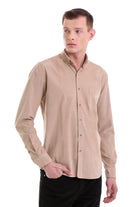 Comfort Fit Long Sleeve Cotton Mink Dress Shirt - SAYKI