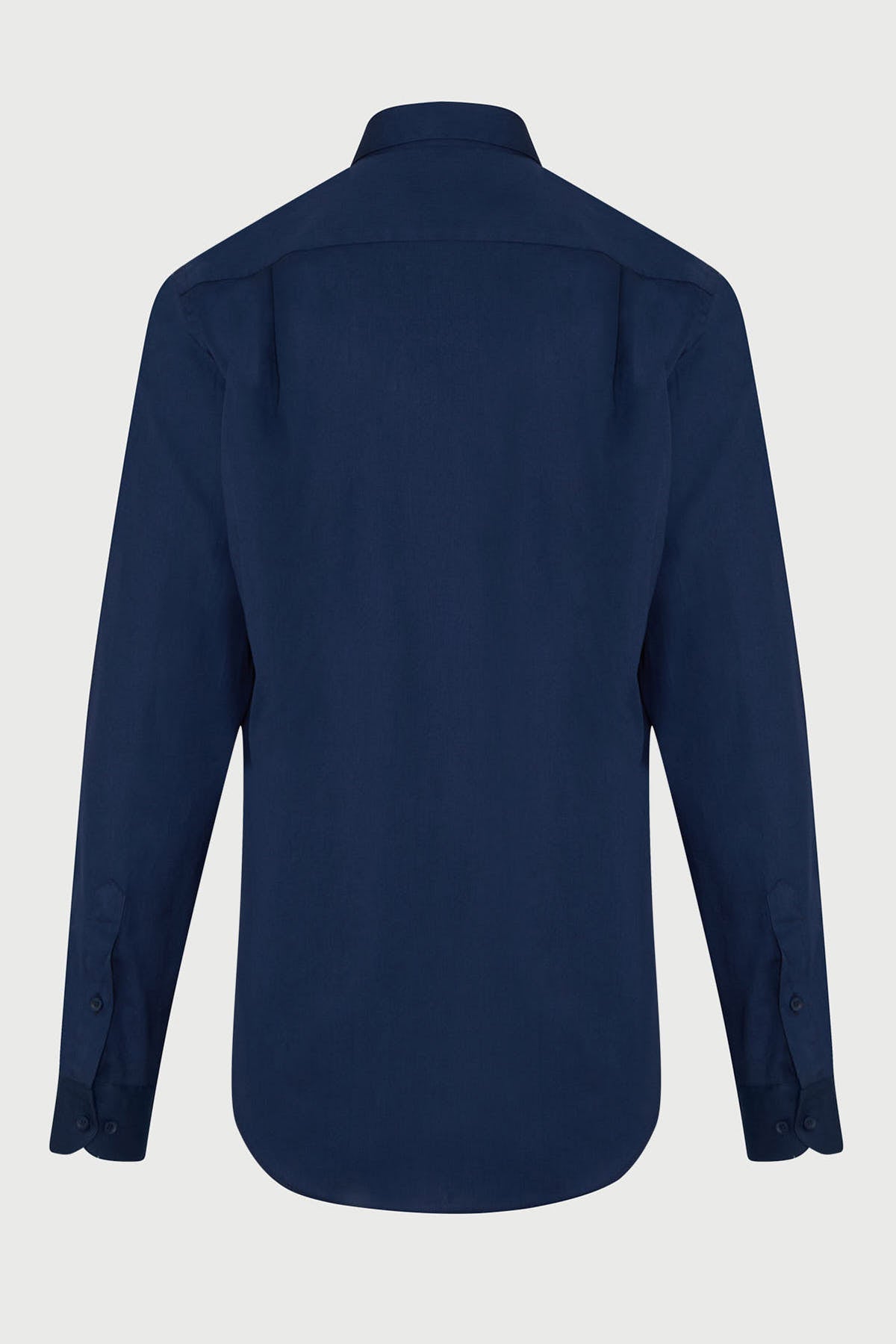 Comfort Fit Long Sleeve Cotton Navy Casual Shirt - SAYKI