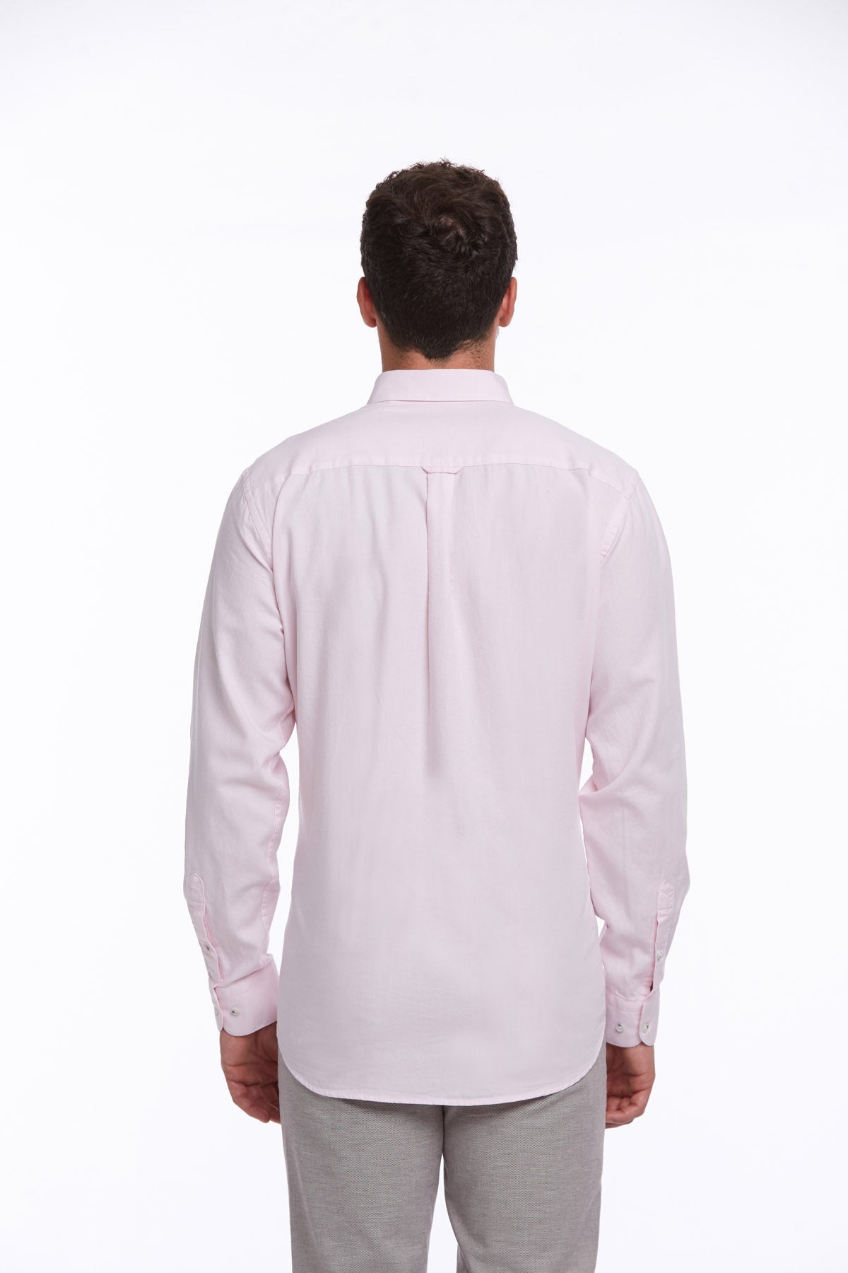 Comfort Fit Long Sleeve Cotton Pink Casual Shirt - SAYKI