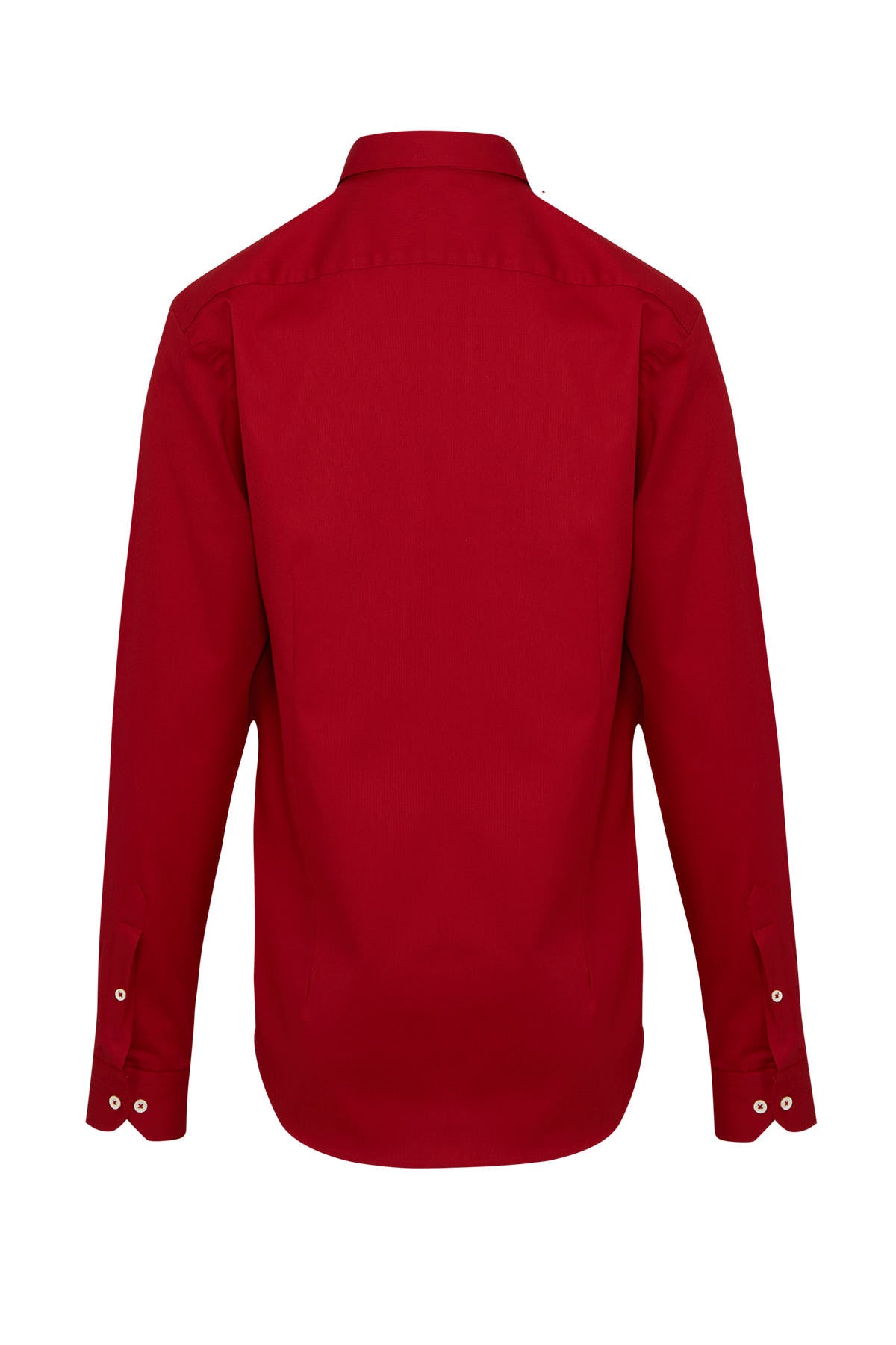Comfort Fit Long Sleeve Cotton Red Casual Shirt - SAYKI
