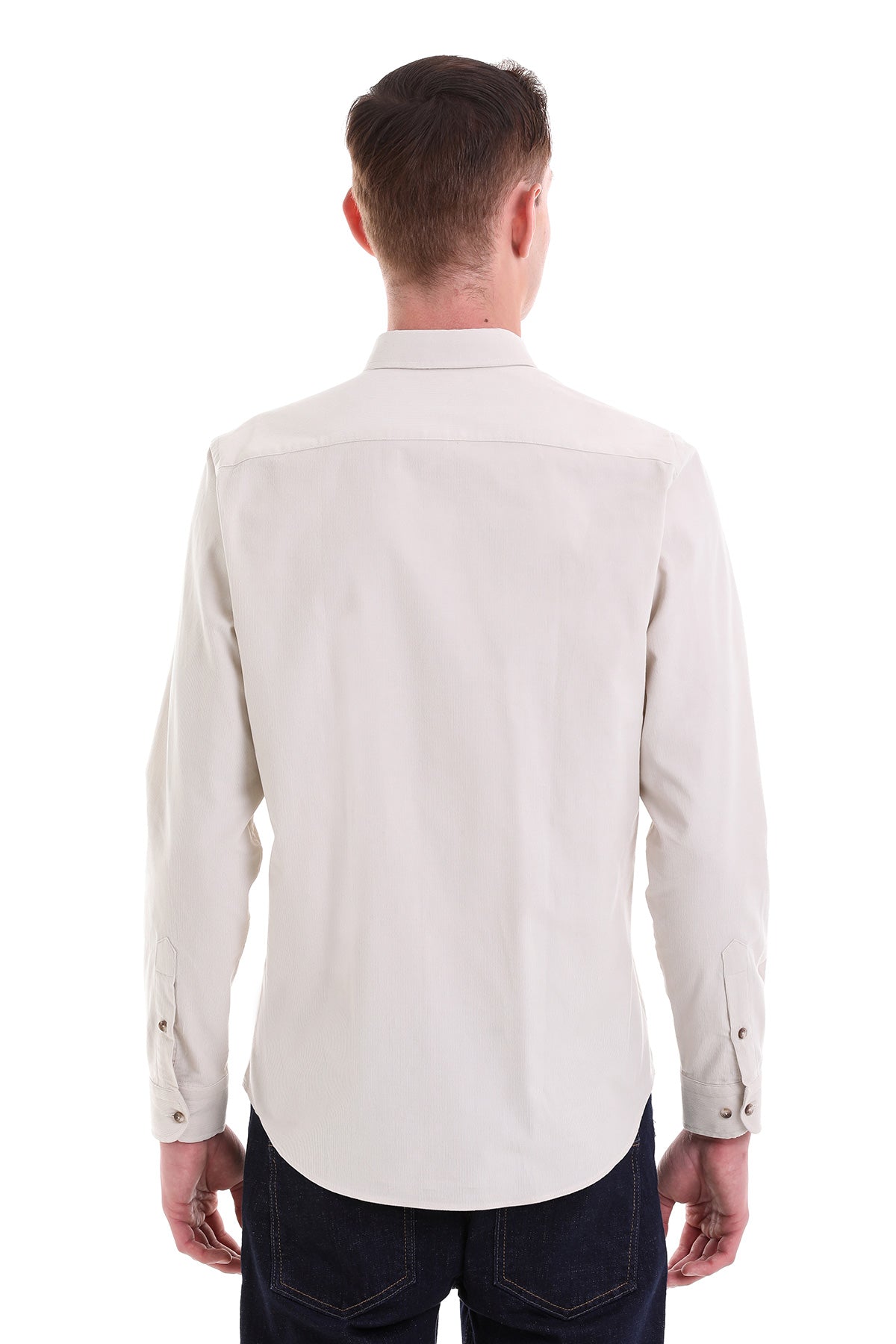 Comfort Fit Long Sleeve Cotton Stone Casual Shirt - SAYKI