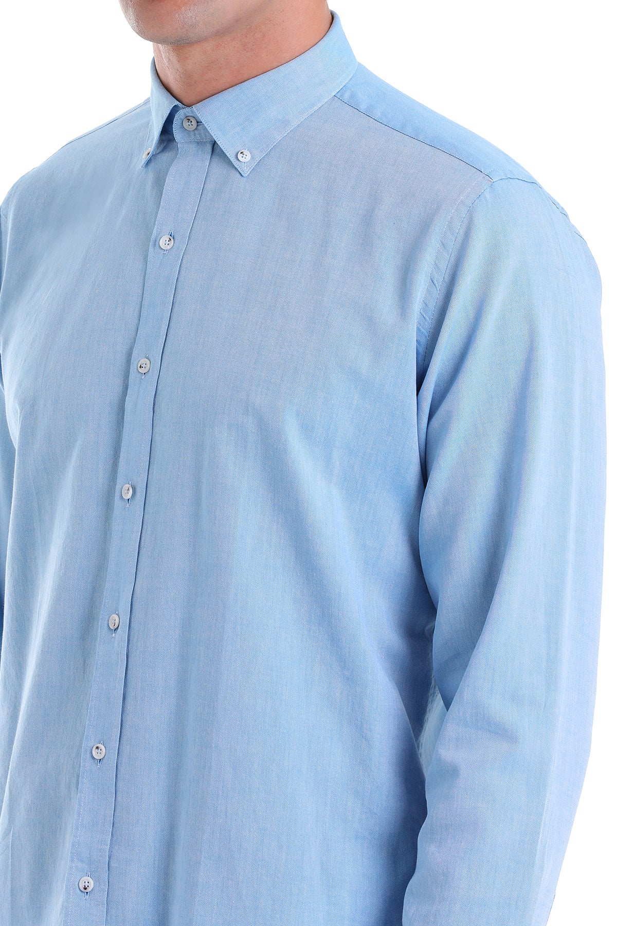 Comfort Fit Long Sleeve Cotton Turquoise Casual Shirt