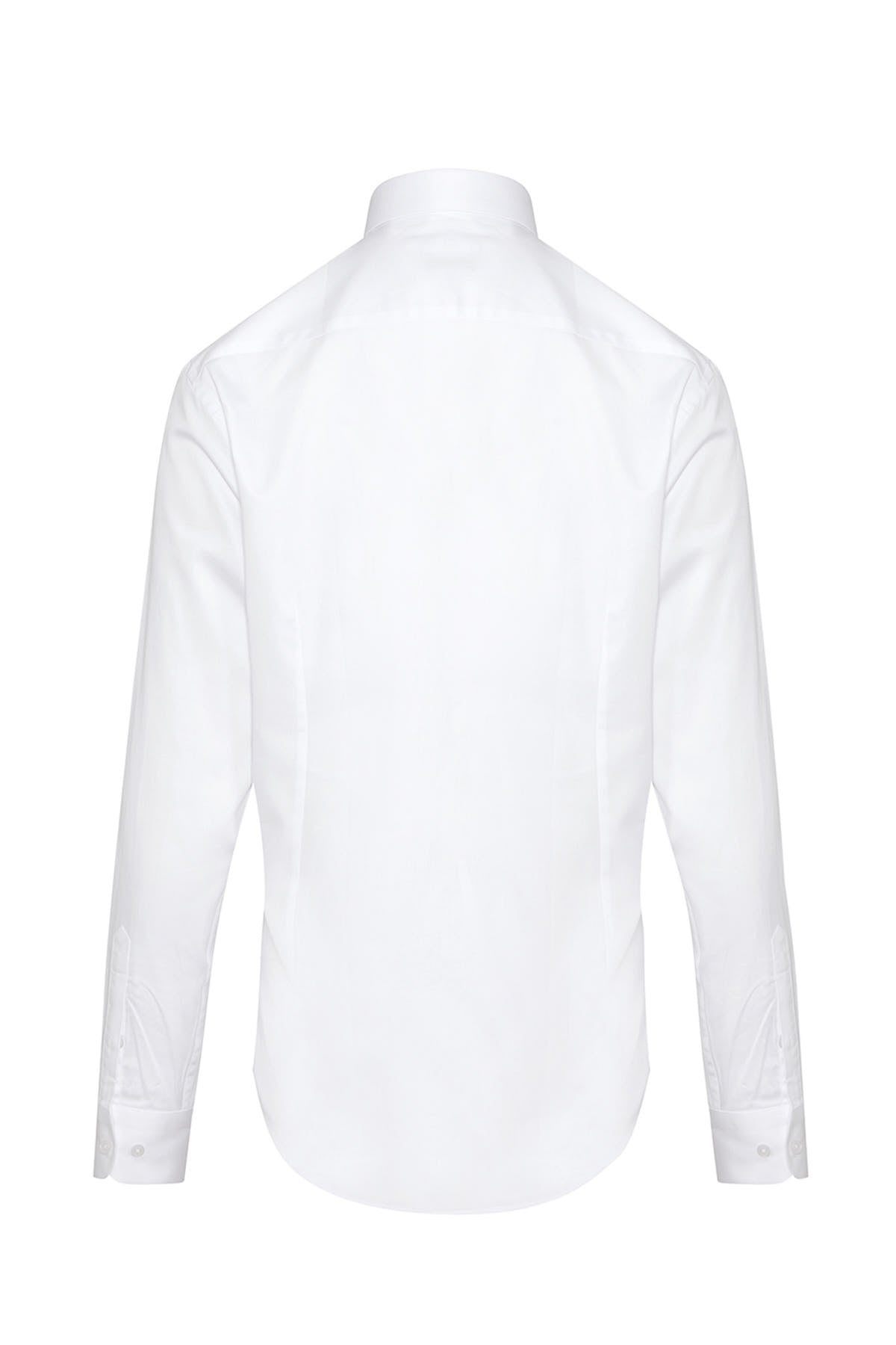 Comfort Fit Long Sleeve Cotton White Dress Shirt - SAYKI