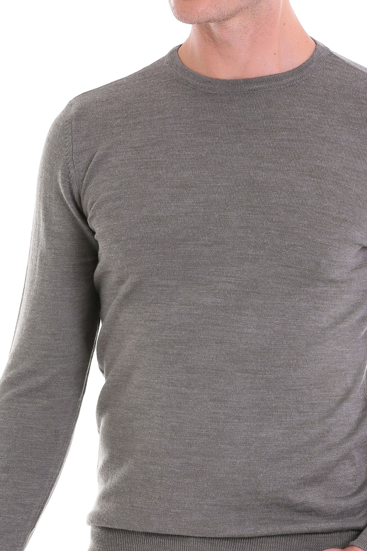 Comfort Fit Mink Wool Blend Crew Neck Sweater - SAYKI