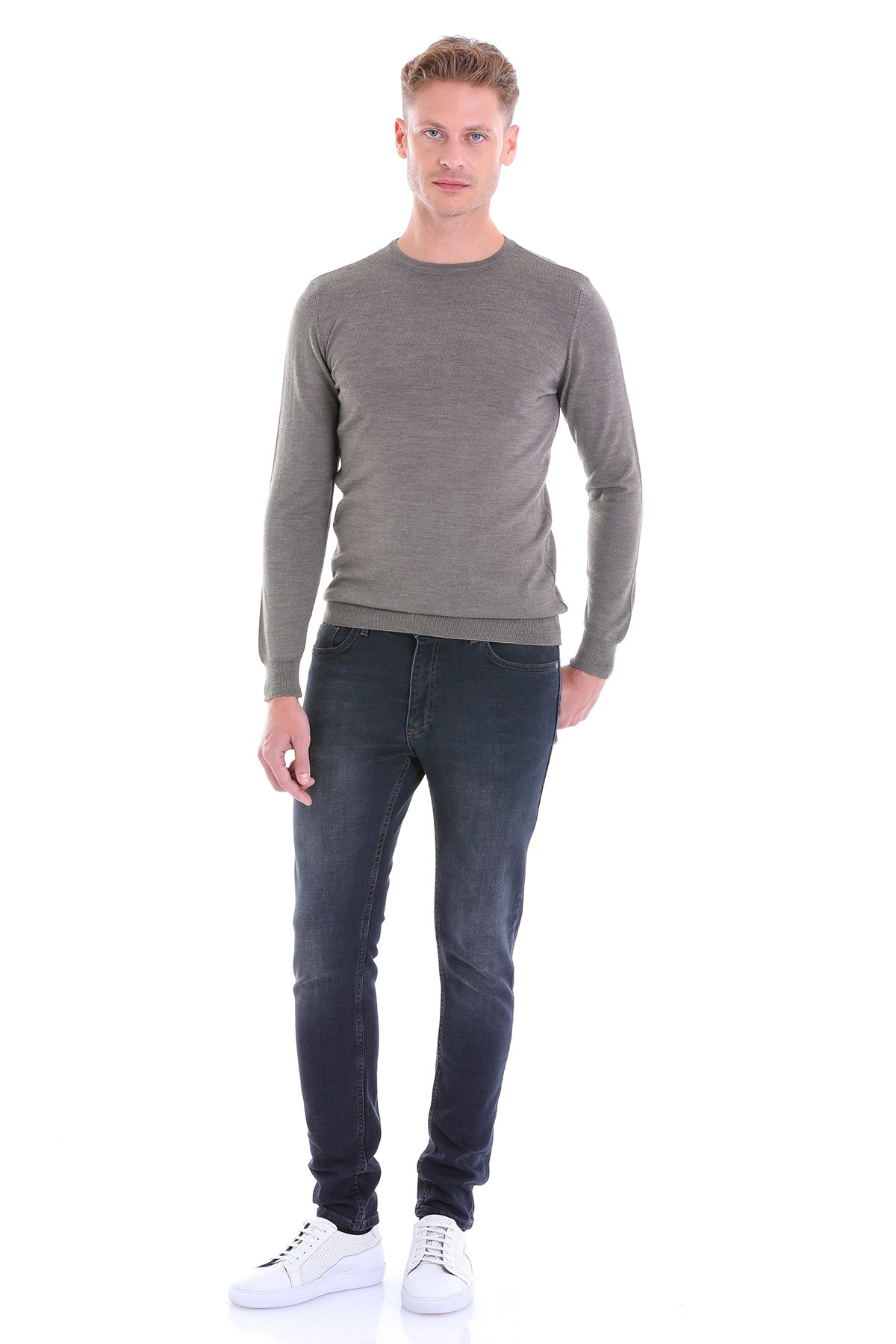 Comfort Fit Mink Wool Blend Crew Neck Sweater - SAYKI