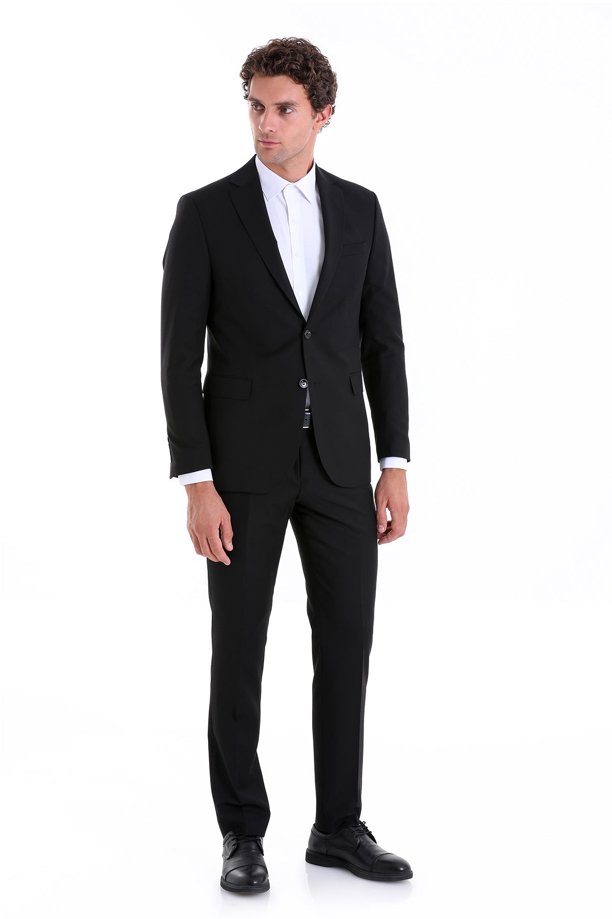 Comfort Fit Notch Lapel Black Classic Suit - SAYKI