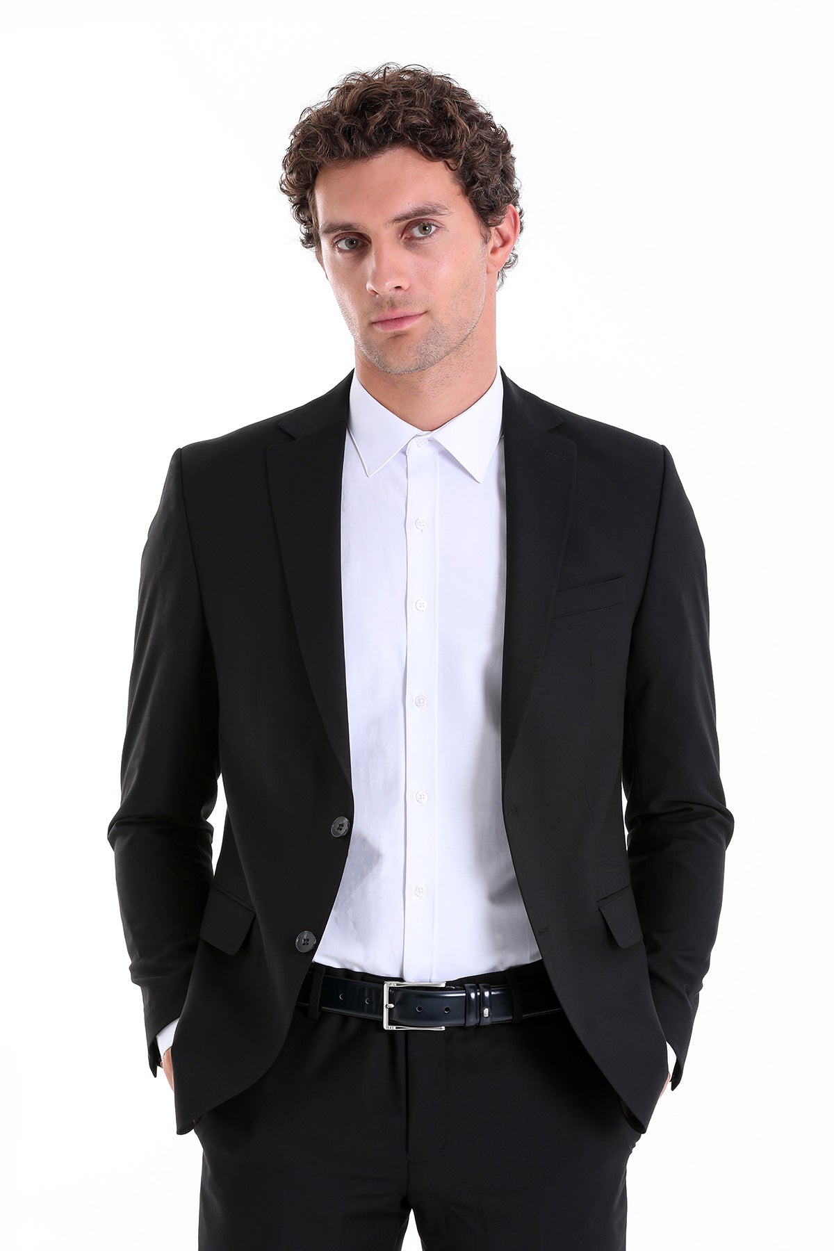 Comfort Fit Notch Lapel Black Classic Suit - SAYKI