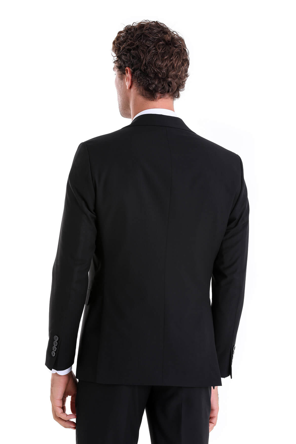 Comfort Fit Notch Lapel Black Classic Suit - SAYKI