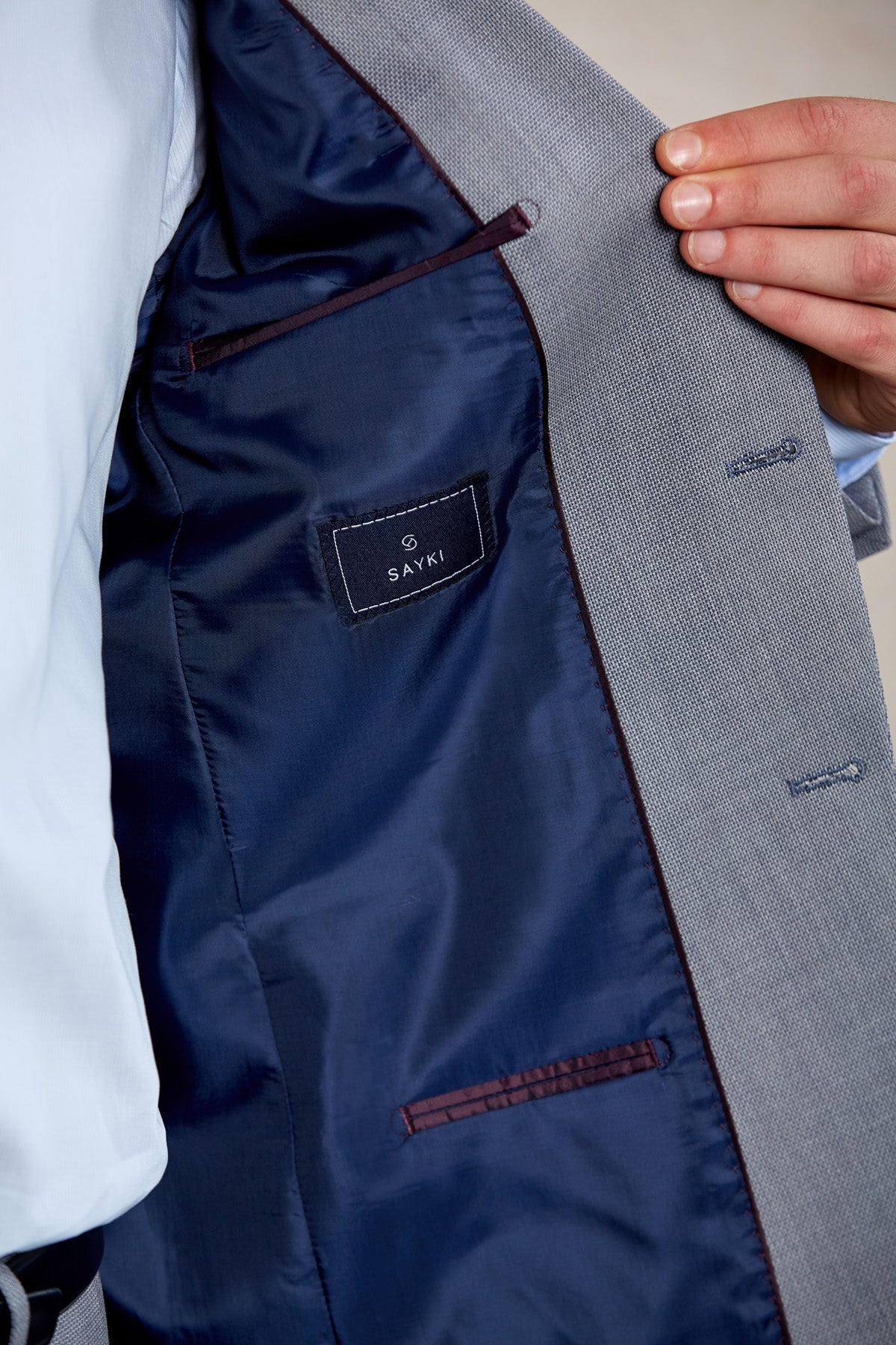 Comfort Fit Notch Lapel Gray Wool Blend Classic Suit - SAYKI