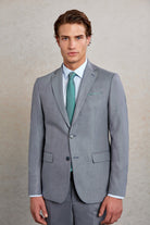 Comfort Fit Notch Lapel Gray Wool Blend Classic Suit - SAYKI
