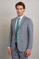 Comfort Fit Notch Lapel Gray Wool Blend Classic Suit - SAYKI