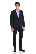 Comfort Fit Notch Lapel Navy Classic Blazer - SAYKI