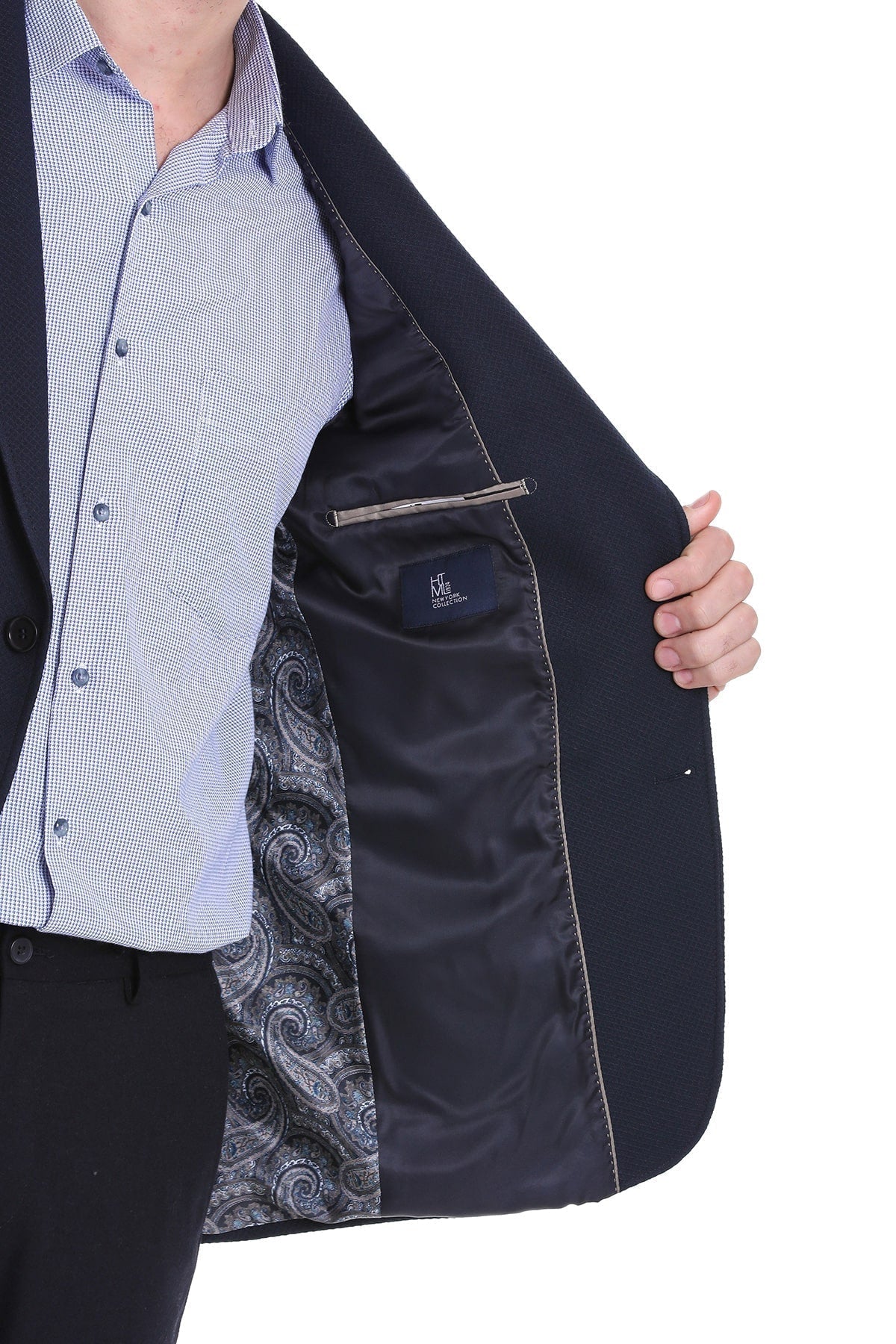 Comfort Fit Notch Lapel Navy Classic Blazer - SAYKI