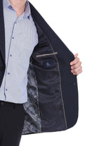 Comfort Fit Notch Lapel Navy Classic Blazer - SAYKI