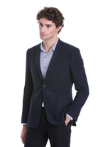 Comfort Fit Notch Lapel Navy Classic Blazer - SAYKI