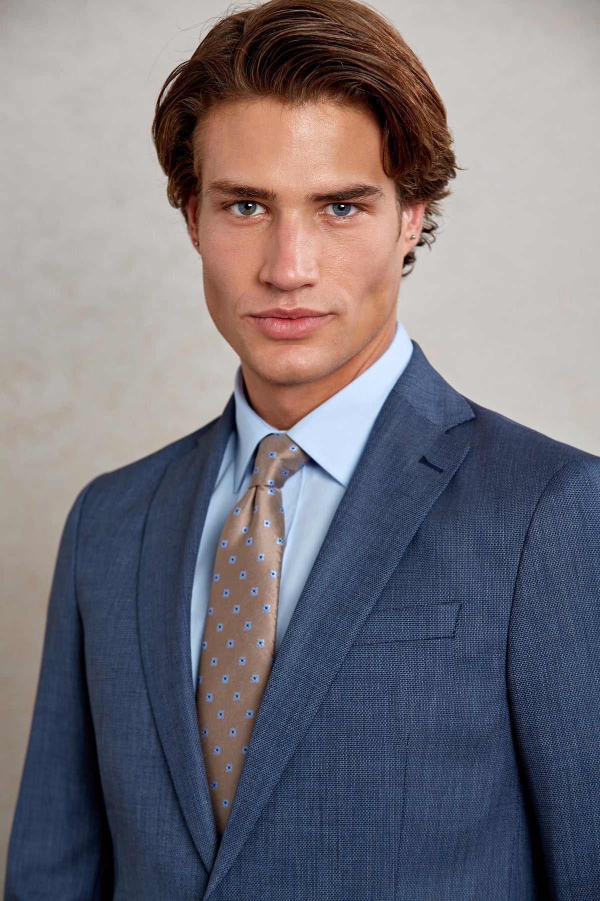 Comfort Fit Notch Lapel Navy Wool Blend Classic Suit - SAYKI